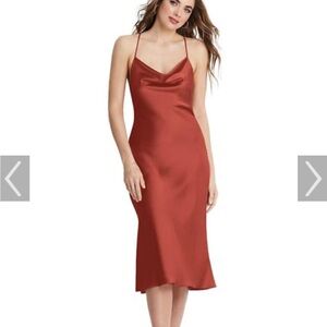 Lovely Bridesmaid COWL-NECK CONVERTIBLE MIDI SLIP DRESS small amber sunset